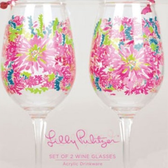 Lilly Pulitzer Acrylic Wine Glasses Trippin and Sippin NWT - Picture 6 of 6